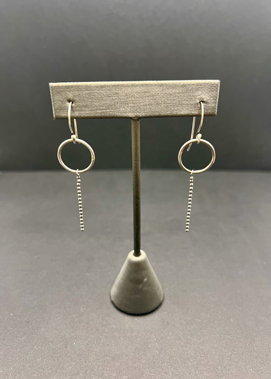 Bead chain circle drop earrings