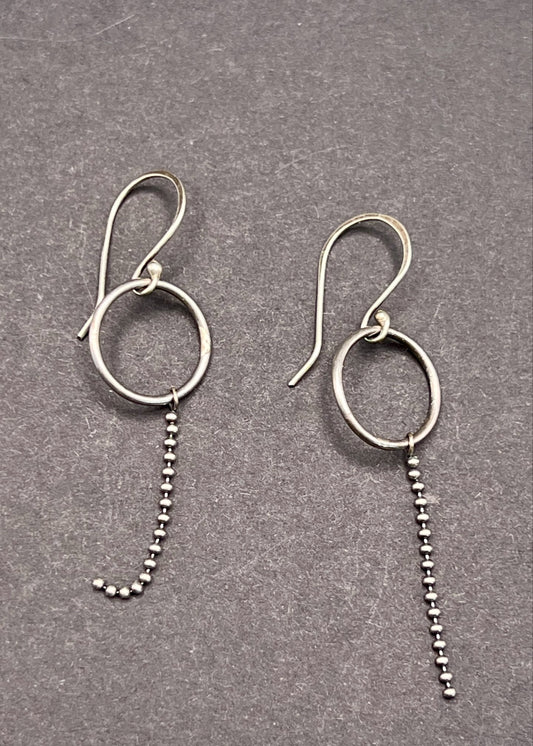 Bead chain circle drop earrings