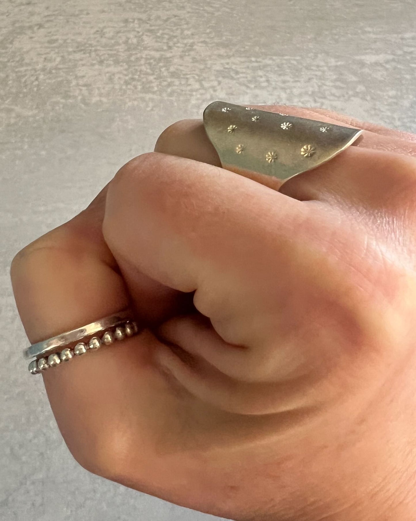 Stamped circle cigar band ring