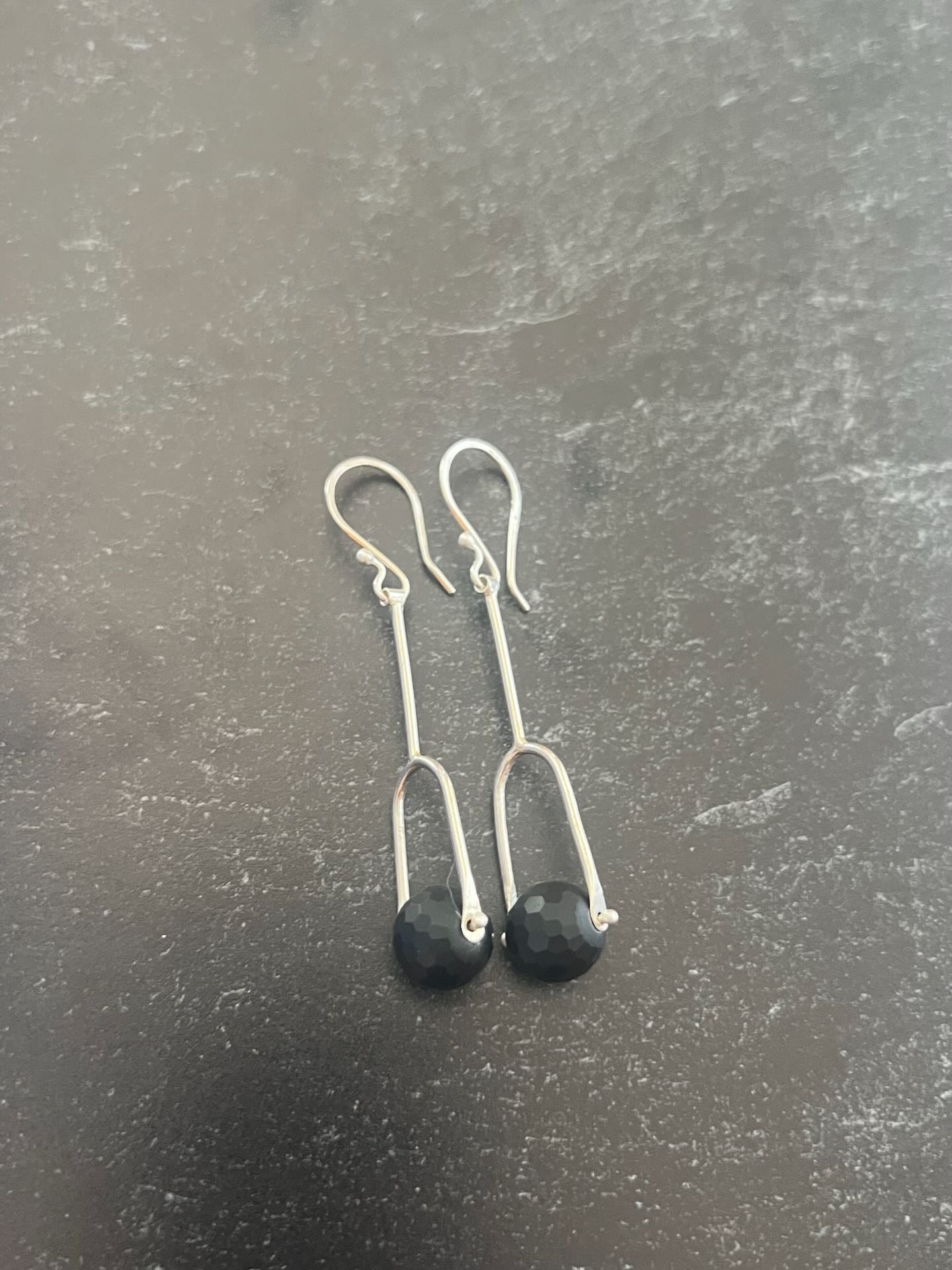 Pinned Onyx Drop Earrings