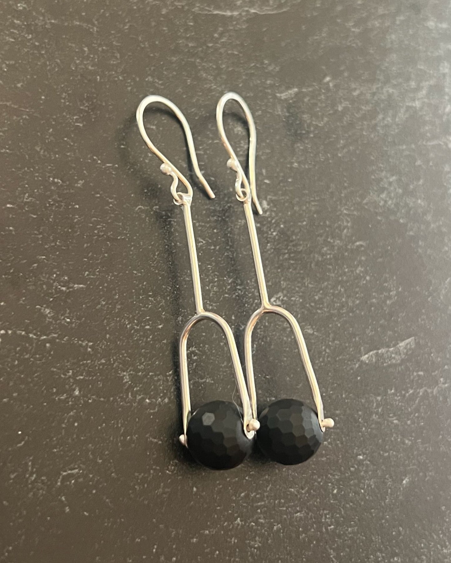 Pinned Onyx Drop Earrings