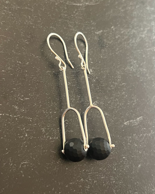 Pinned Onyx Drop Earrings