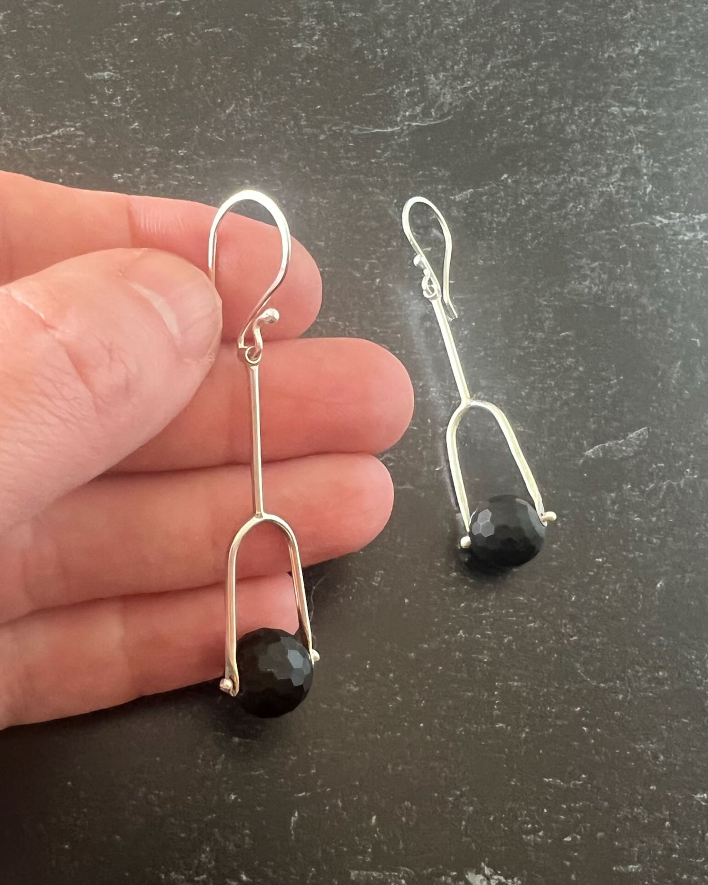 Pinned Onyx Drop Earrings