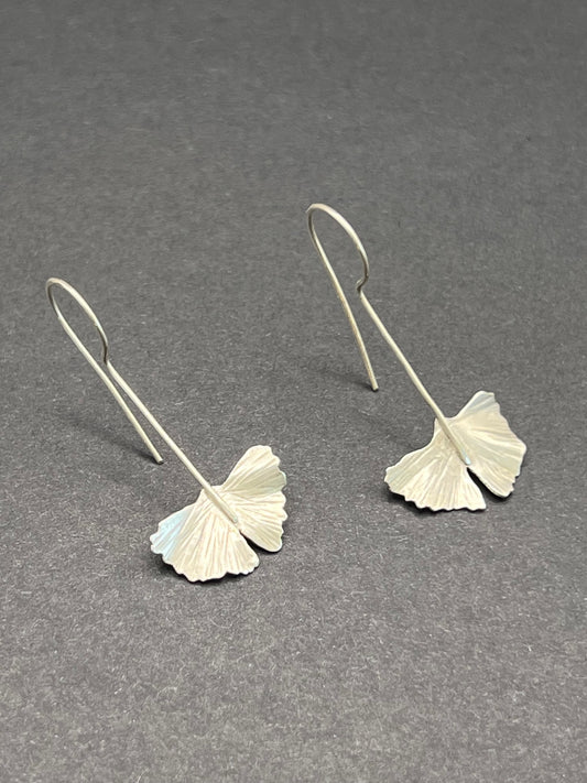 Small Ginko leaf drop earrings