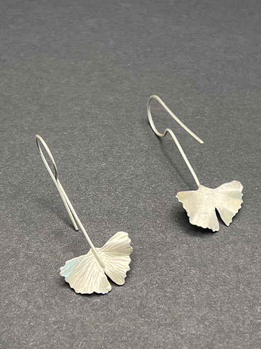 Small Ginko leaf drop earrings