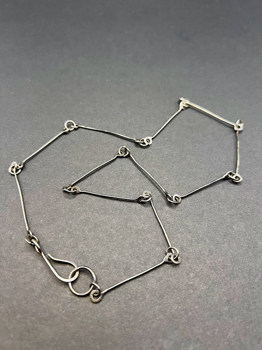 Oxidized handmade straight bar & link chain (21")