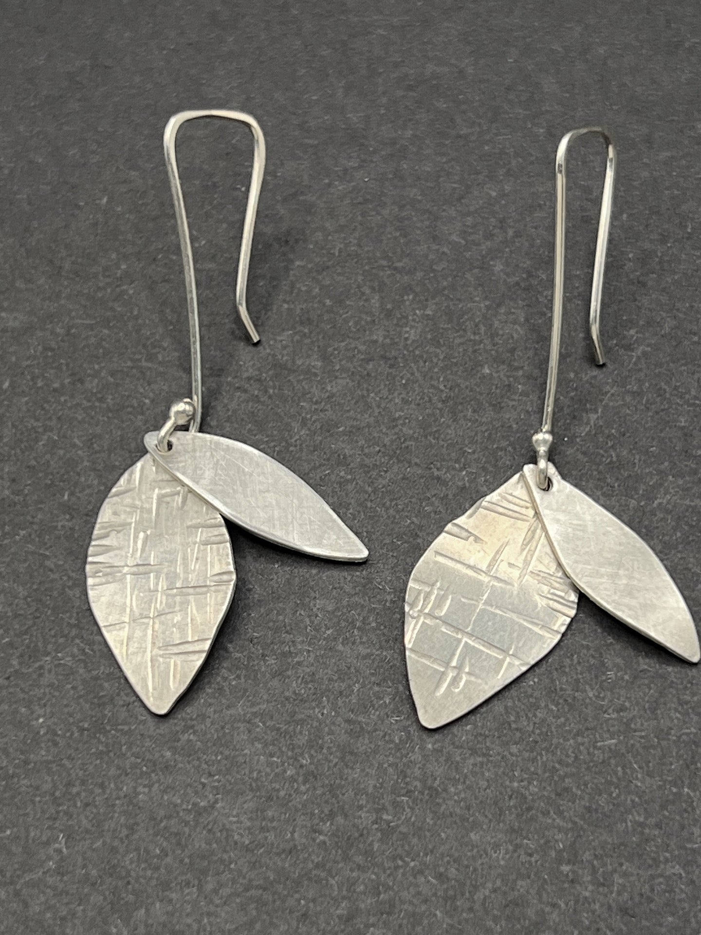 Double leaf drop earrings