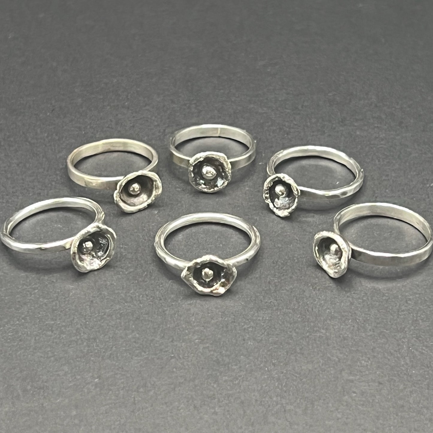 Water cast sterling silver ring