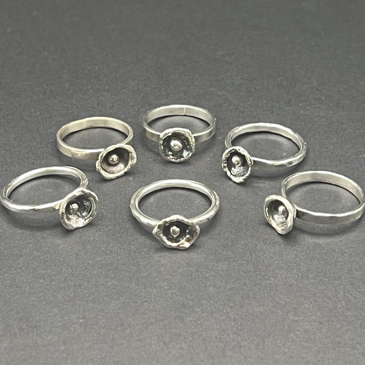 Water cast sterling silver ring