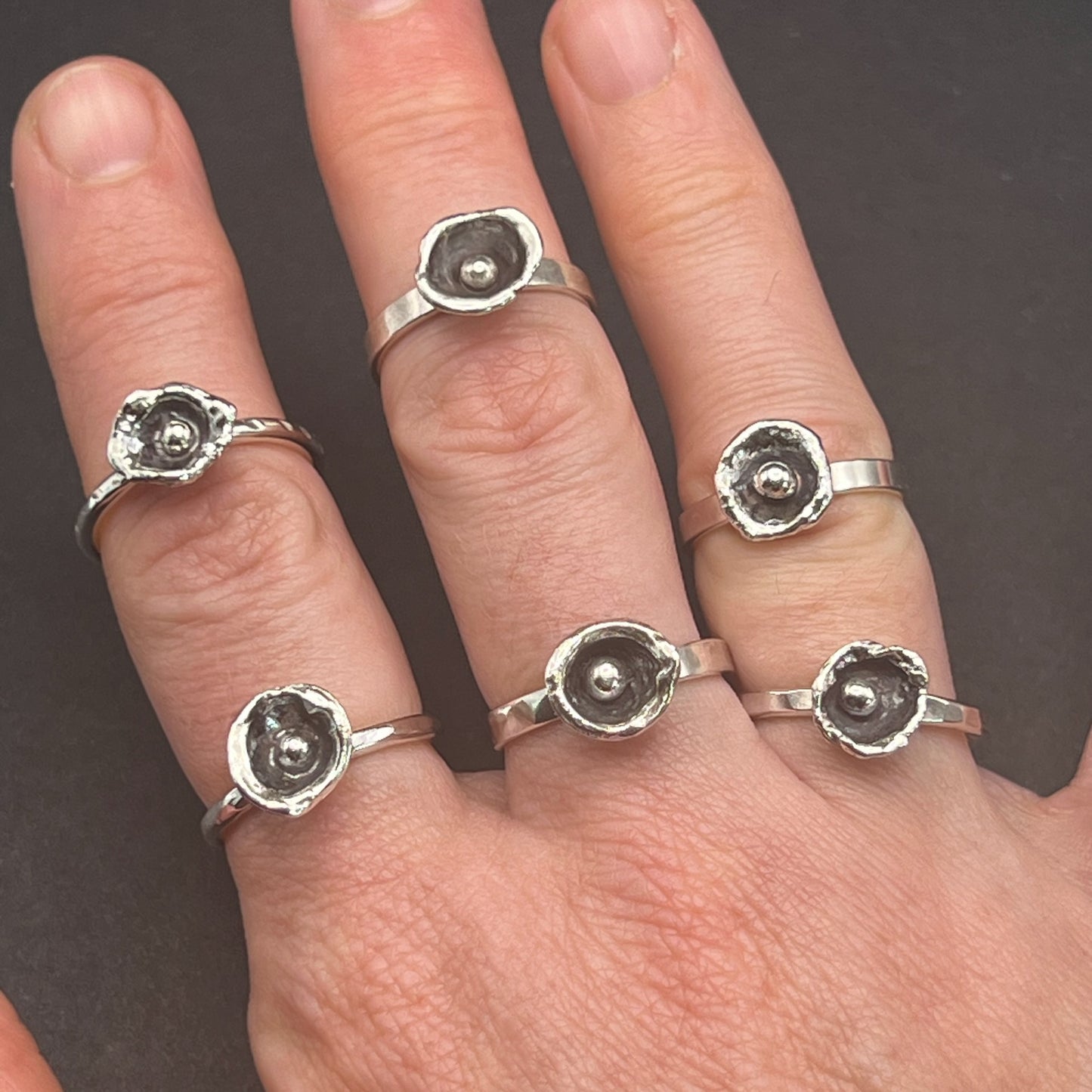 Water cast sterling silver ring