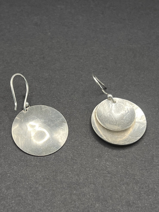 Double disc drop earrings