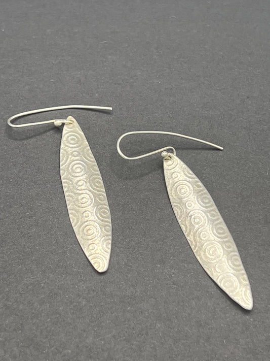 Long surfboard drop earrings (spiral pattern)