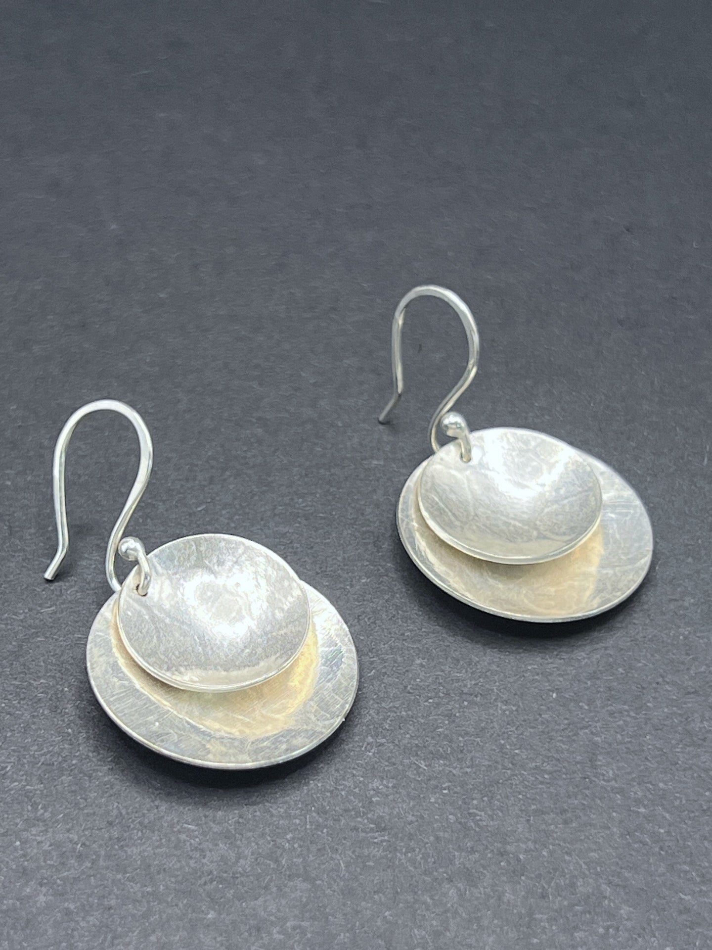 Double disc drop earrings