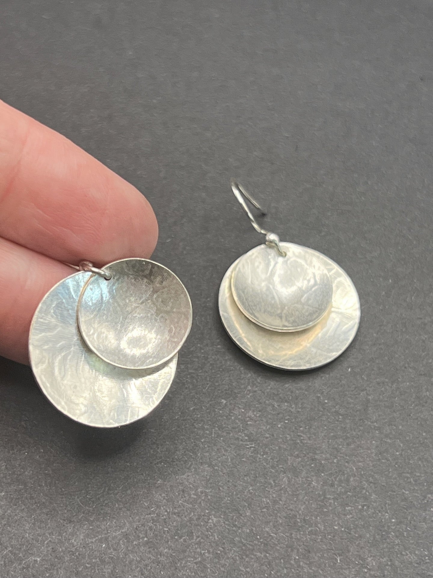 Double disc drop earrings